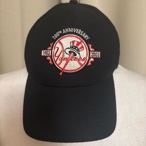 Twins Enterprise Yankees 💯Anniversary Adjustable Cap Blue W Pin & MLB Sticker